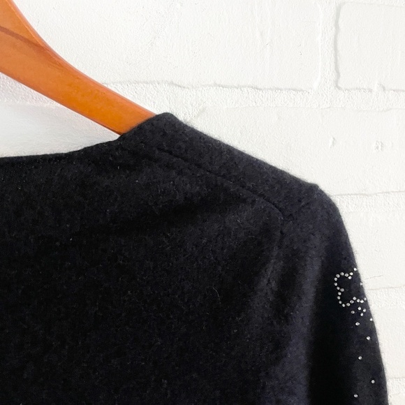 Hector et Lola Knit Sweater Y2K 100% Cashmere Raw hems sequins Elbow patch S - Picture 8 of 13